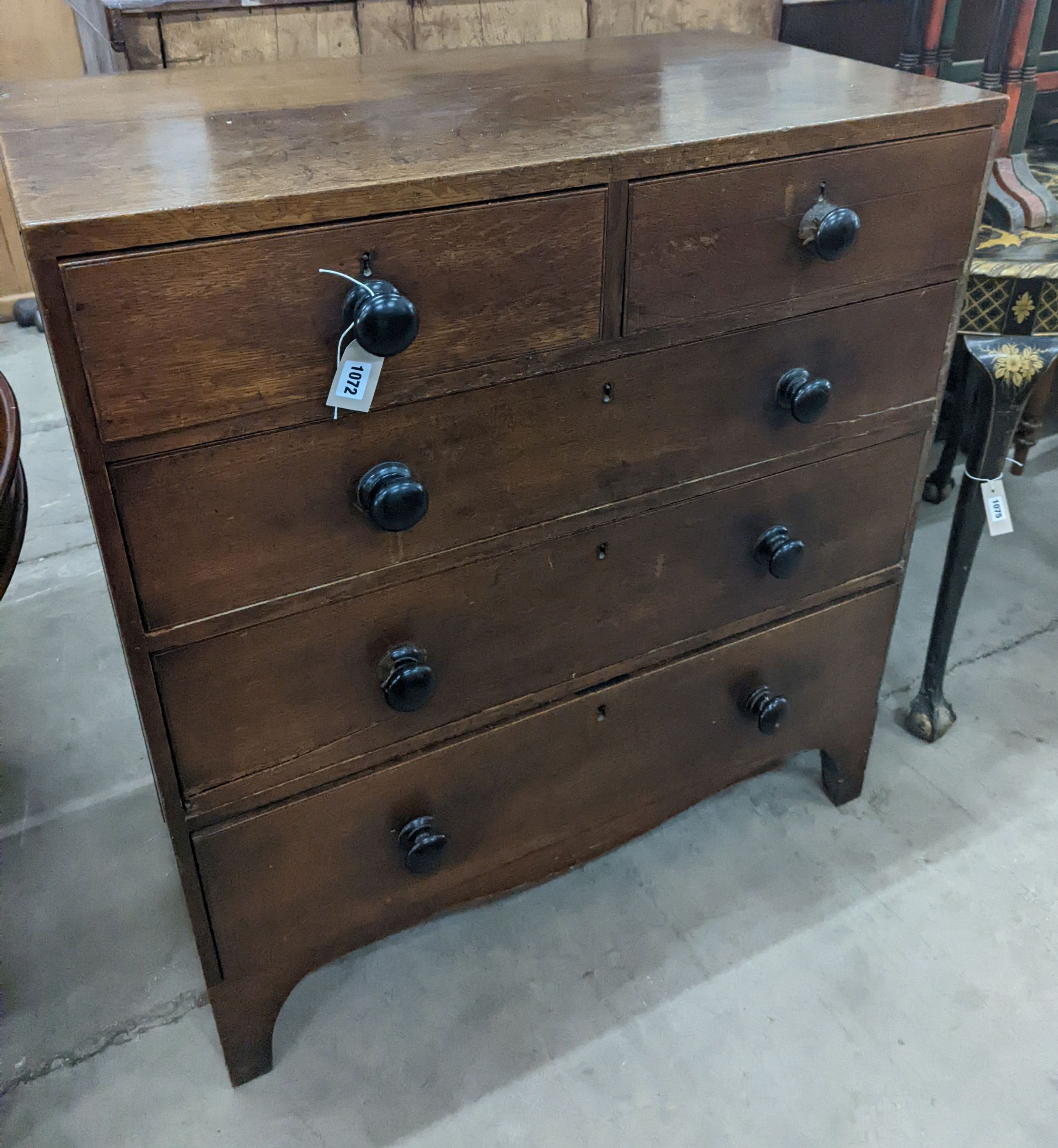 A Regency provincial oak chest, width 90cm, depth 49cm, height 99cm